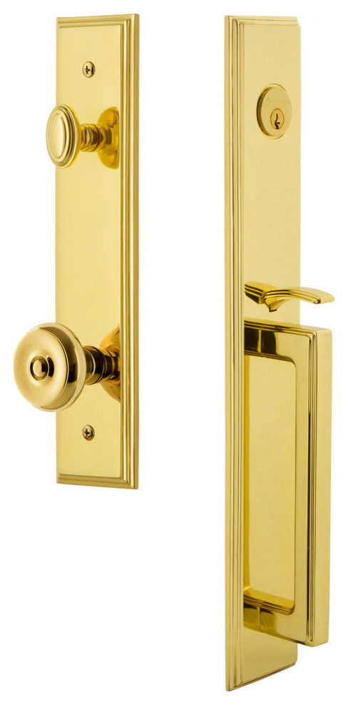Carre' 1-Piece Dummy Handleset, D Grip and Bouton Knob, Lifetime Brass, 848902