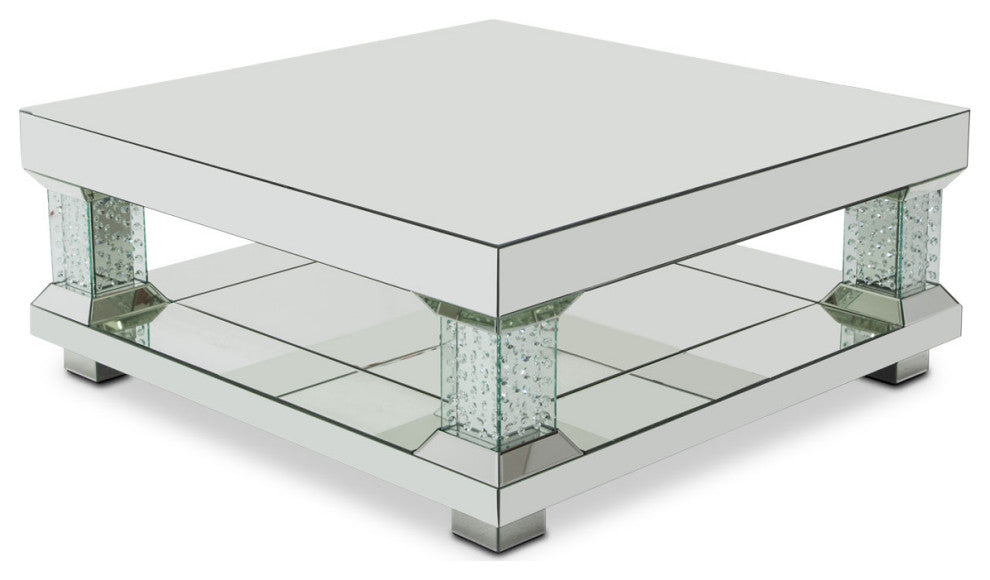 Montreal Square Cocktail Table With Crystal Accents