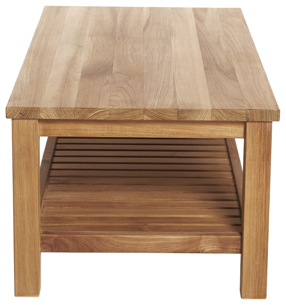 Teak Coffee Table with Shelf Jay - Rectangular 48 x 24" (120 x 60 cm)