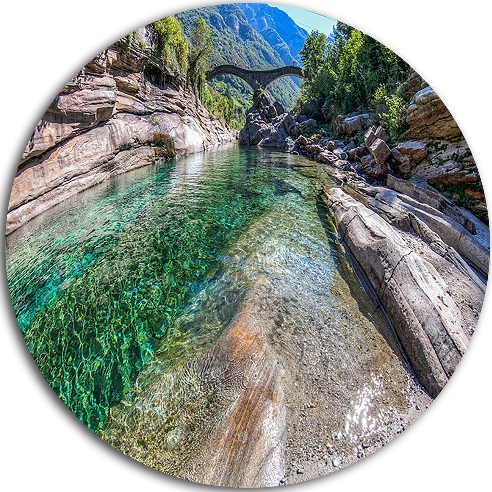 Ponte Dei Salti Val Verzasca, Landscape Photo Disc Metal Wall Art, 11"
