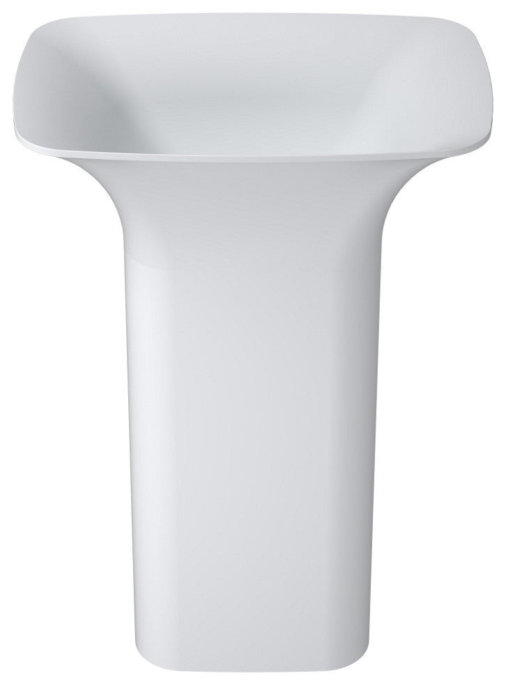 23" Polystone Free-Standing Bathroom Sink, Matte White, No Faucet