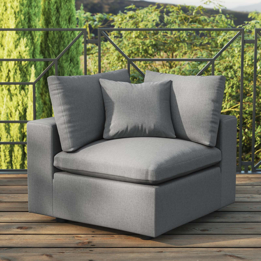 Modular Lounge Sofa Corner Chair, Charcoal Gray, Modern, Outdoor Patio