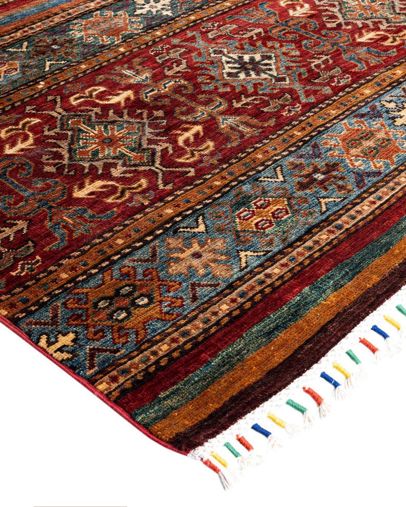 Tribal One-of-a-Kind Hand-Knotted Area Rug Red, 8' 4" x 9' 10"
