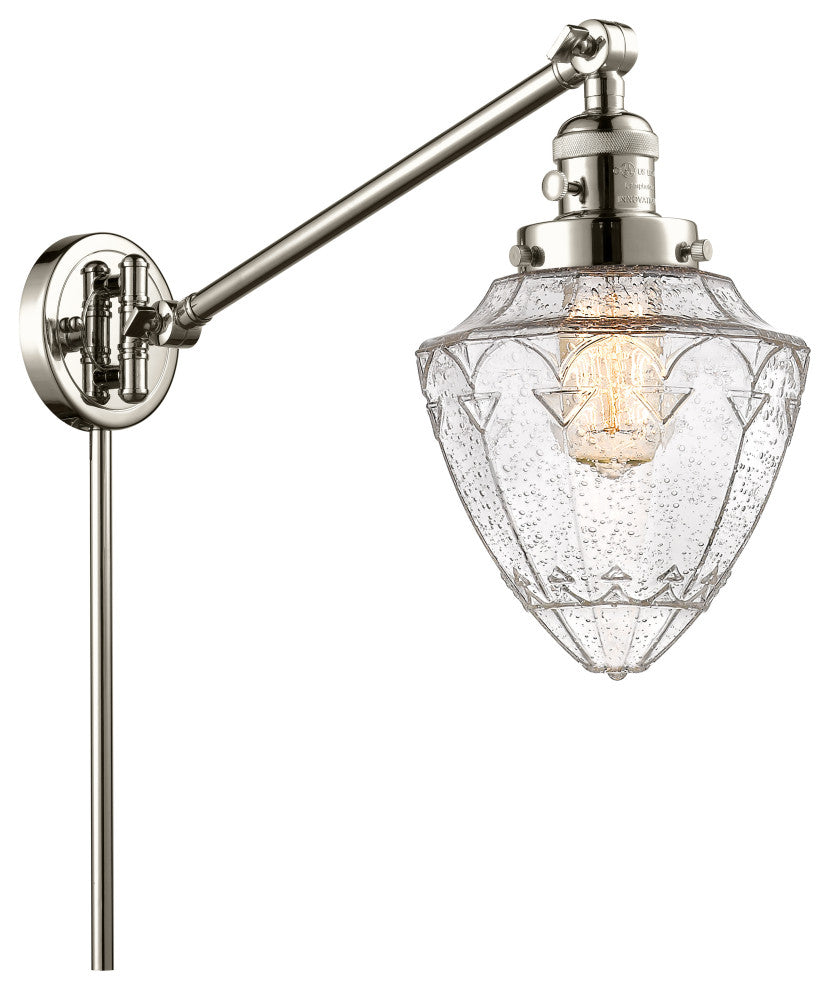 Innovations 237-PN-G664-7 1 Light Swing Arm, Switch, Polished Nickel
