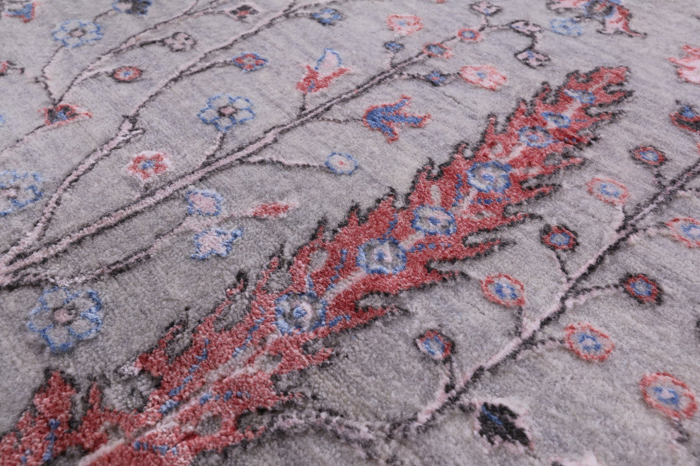 Persian Ziegler Wool and Silk Hand Knotted Rug 6' 1" X 9' 0"- Q6284