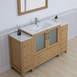 Vanity Art Freestanding Bathroom Vanity Set with Ceramic Top & Mirror