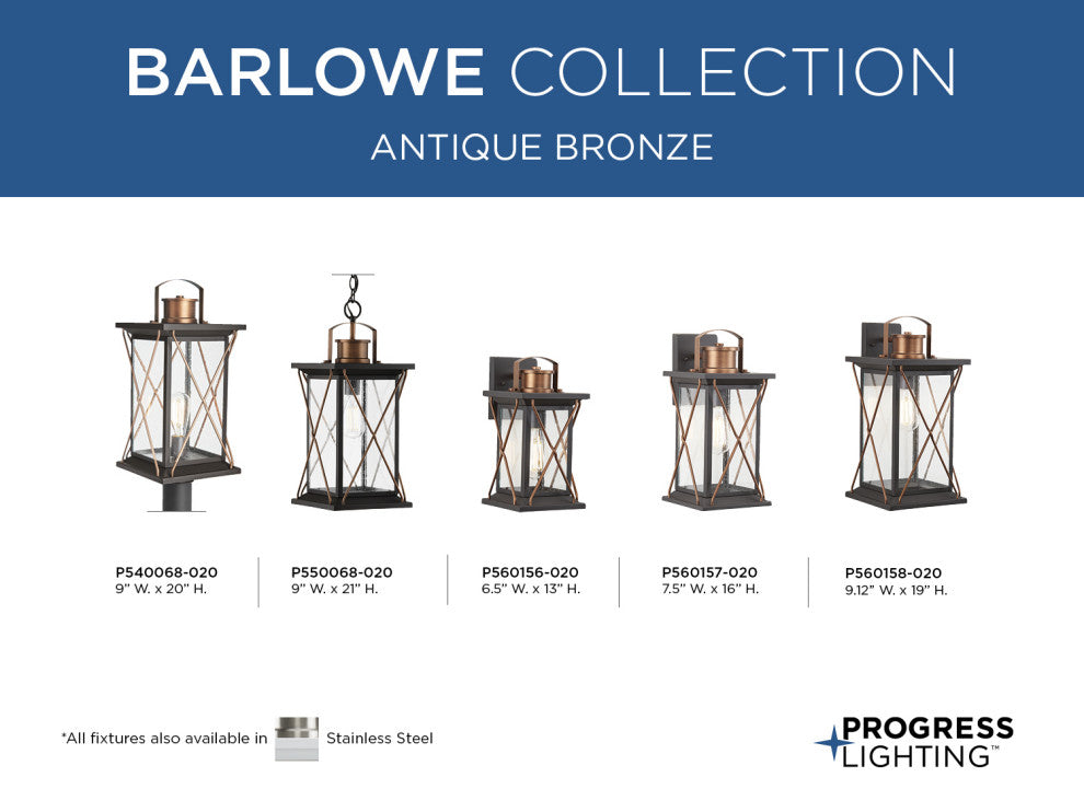 Barlowe Collection Antique Bronze 1-Light Post Lantern