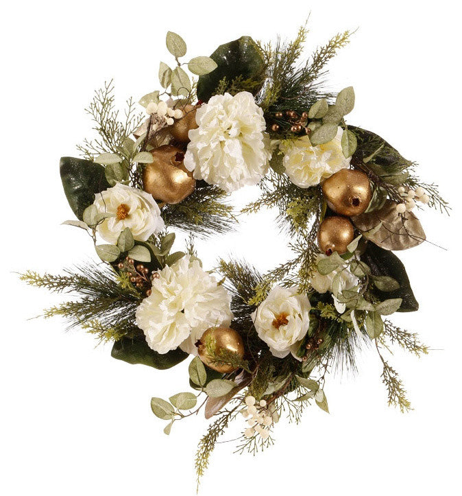 Peony and Pomegrante Wreath 24"