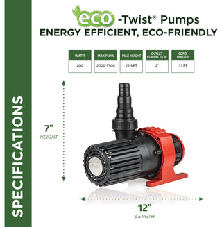 Eco-Twist Energy-Saving 5300GPH Pond Pump with Controller and 33-ft. Cord