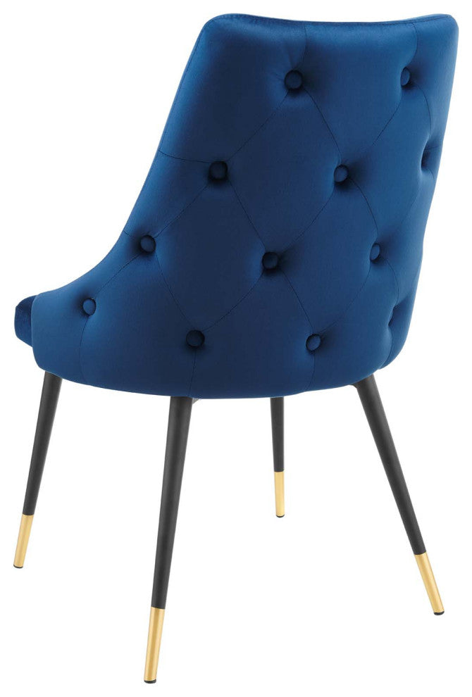 Tufted Side Dining Chair, Velvet, Blue Navy, Modern, Cafe Bistro Restaurant