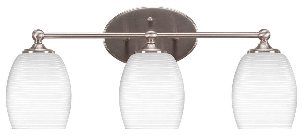 Capri 3-Light Bath Bar, Brushed Nickel/White Matrix