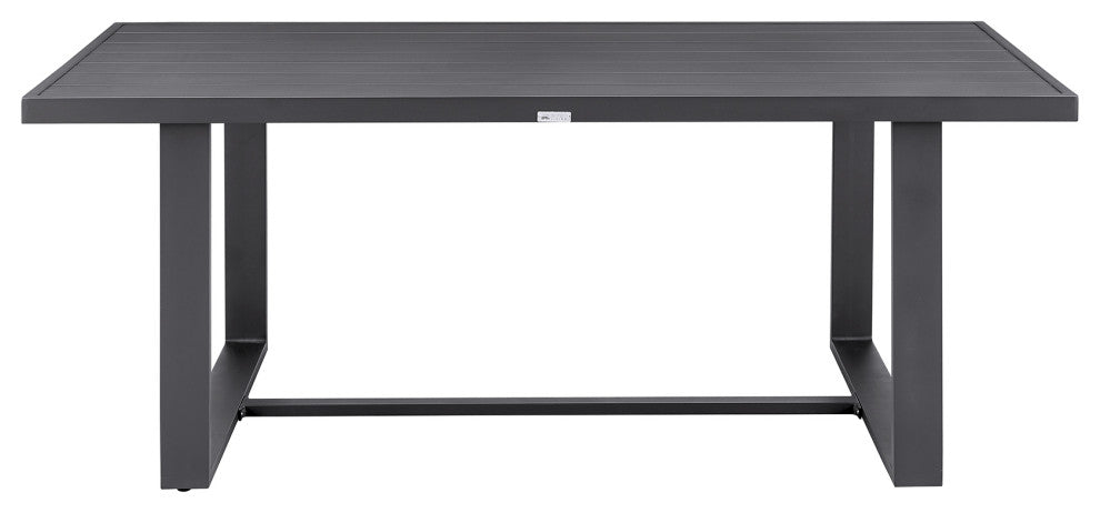 Menorca Outdoor Patio 7-Piece Dining Table Set, Aluminum With Gray Cushions