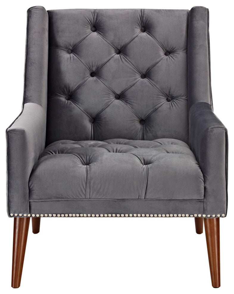 Gray Peruse Velvet Armchair