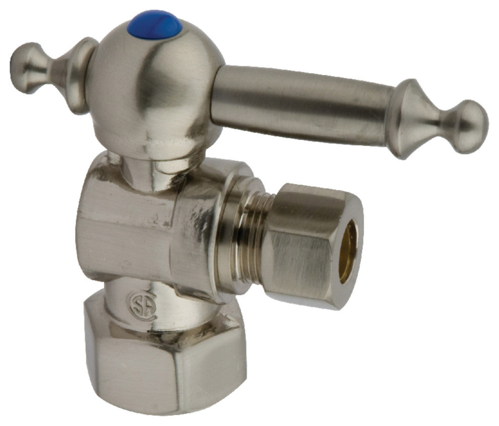Kingston 1/2" IPS X 3/8" OD Angle Stop Lever Handle, Brushed Nickel