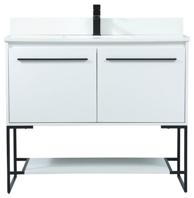 Sue 40" Single Bathroom Vanity, White, With Backsplash