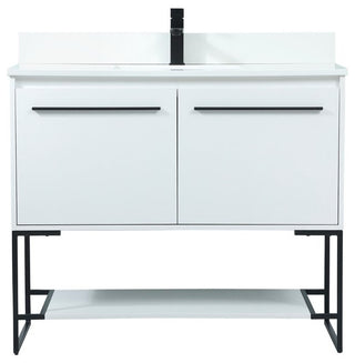 Sue 40" Single Bathroom Vanity, White, With Backsplash