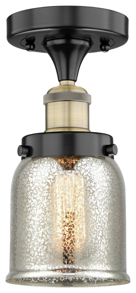 Bell-1 Light 5" Semi-Flush Mount-Black Antique Brass-Silver Plated Mercury Glass
