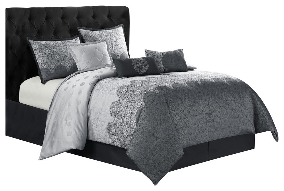 Harwick 7-Piece Comforter Set, Gray, Queen