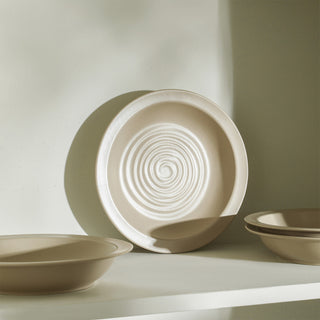 Stone Lain Orbit Stoneware Pasta Bowl Set of 4, Beige
