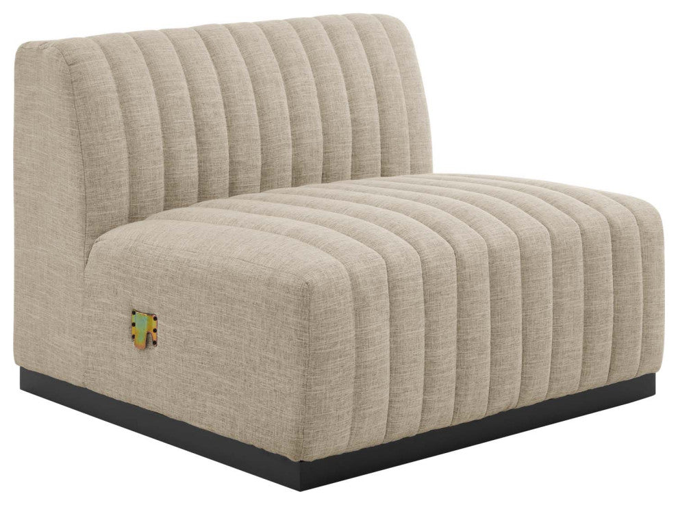 Conjure Channel Tufted Upholstered 4-Piece Sofa, Black Beige