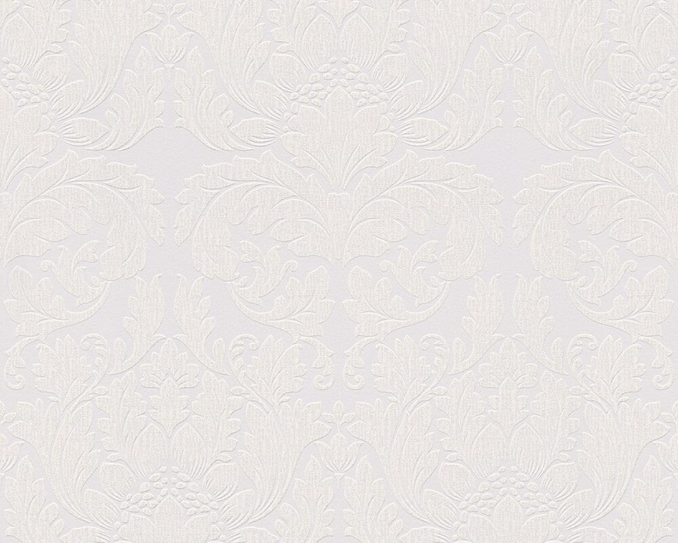 B&W 3, Black and White Look Cream, Metallic, White Wallpaper Roll, Wall Decor