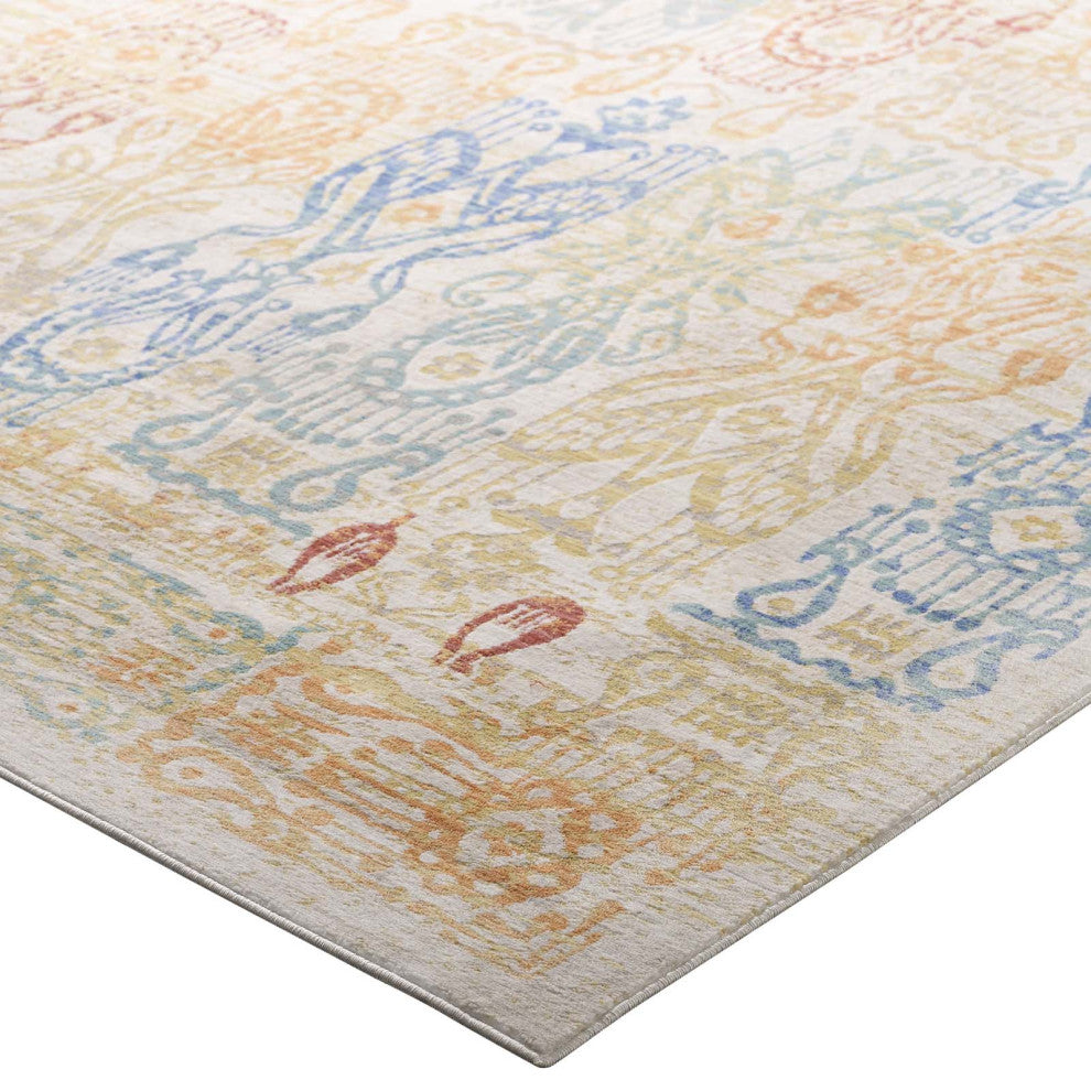 Multicolored Solimar Distressed Southwestern Aztec 8x10 Area Rug