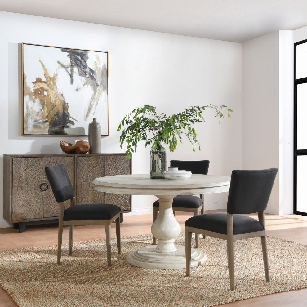 The Adrienne Dining Table, 54", Warm Gray, French Country, Round