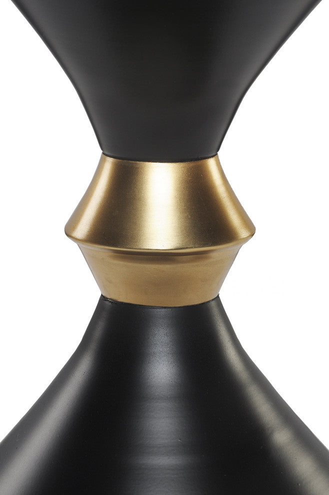 Modern Black and Gold Drum Side Table