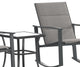 Brazos 3 Piece Outdoor Rocking Chair & Glass Top Table Set, Gray/Black