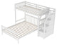Versatile Design-Twin Over Full Loft Bed, with Staircase, White