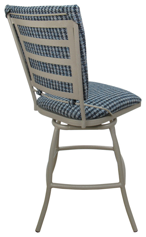 Outdoor/Indoor Bar Stool - Jenna with Back Pad, Coco Indigo Blue, Beige, 30"