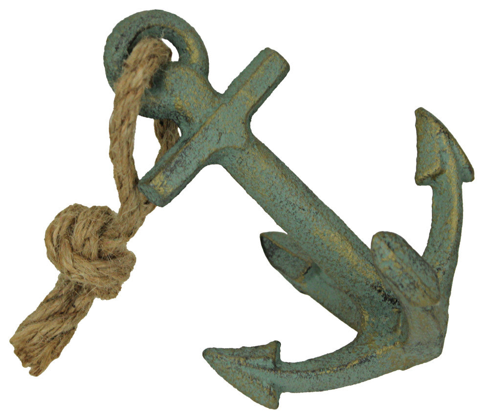 Set of 2 Verdigris Cast Iron Ship Anchor Bookends Nautical Home Decor Sculpture