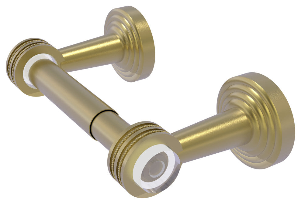 Pacific Beach Two Post Dotted Accent Toilet Tissue Holder, Satin Brass