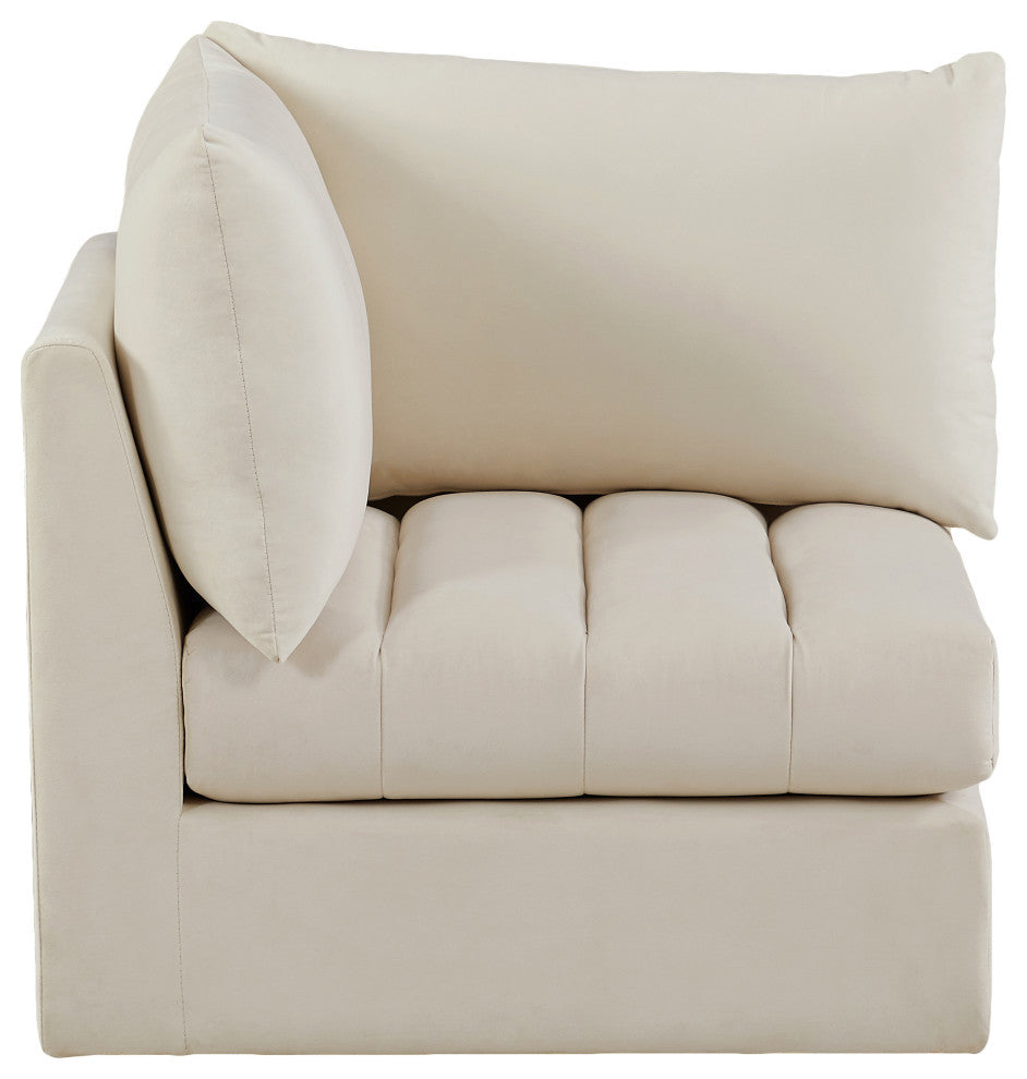 Jacob Velvet Upholstered Modular Corner Chair, Cream