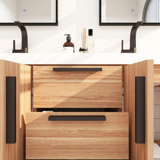 Carla 60" Freestanding Bathroom Vanity With Double Sink, White Oak