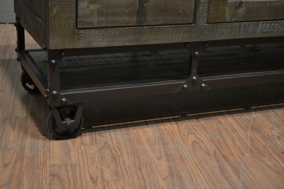 Greenview 76 inch Forged Iron Base TV Stand