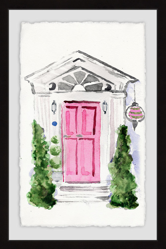 "Pink Door" Framed Painting Print, 12"x18"