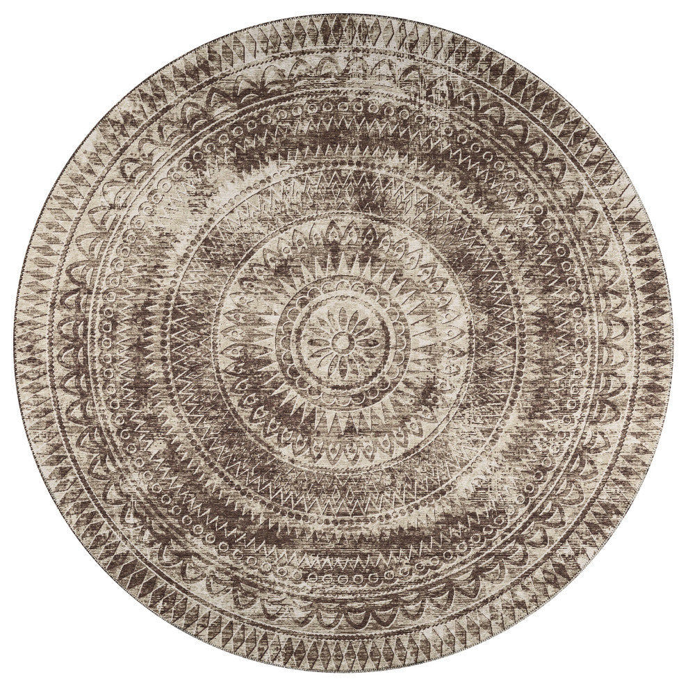 Indoor/Outdoor Sedona SN7 Taupe Machine Washable 10' x 10' Round Rug