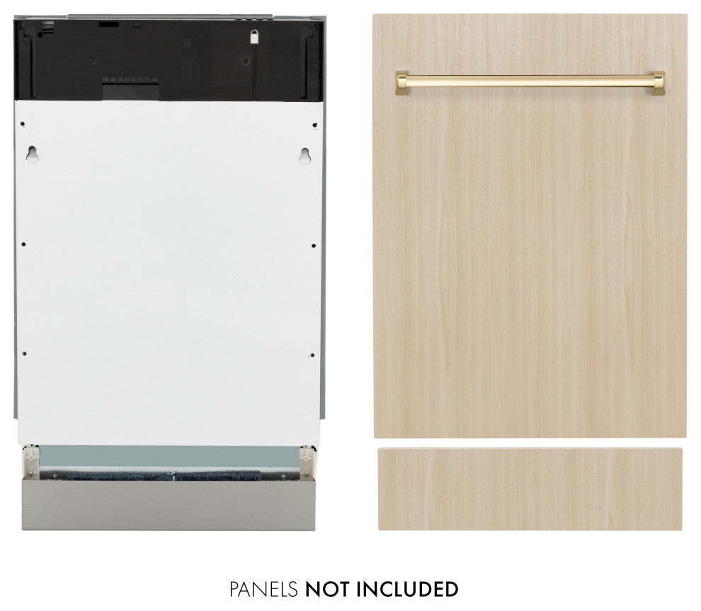 ZLINE Tallac 18" Panel Ready Dishwasher With a Gold Handle, DWVZ-18-G