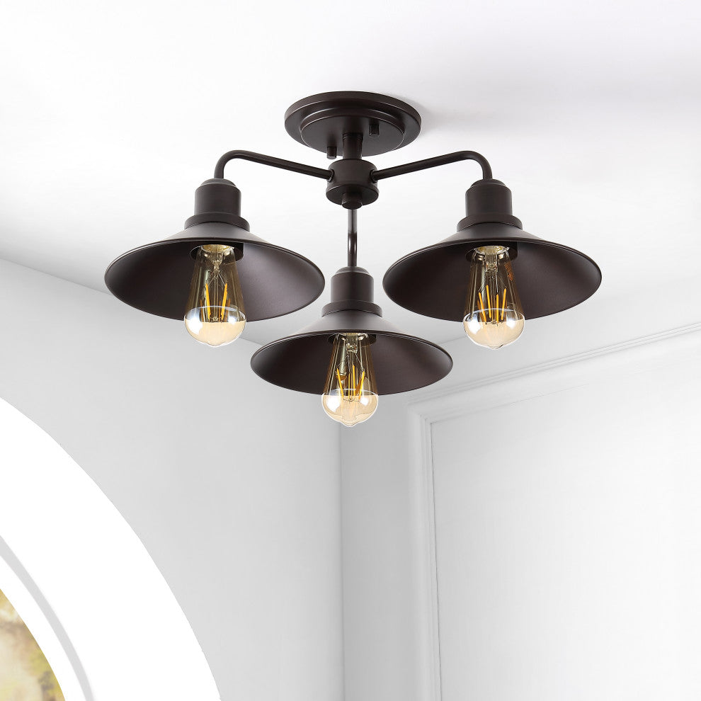 Calvin 18.5" 3-Light Iron LED Pendant, Oil Rubbed Bronze