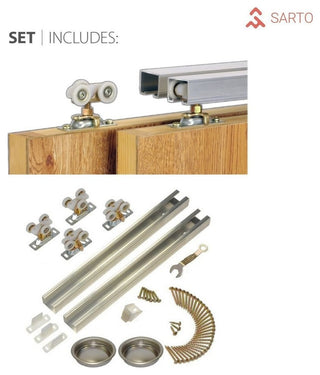 Planum 2102 Closet Bypass Doors 84 x 96, White Silk Tracks Hardware