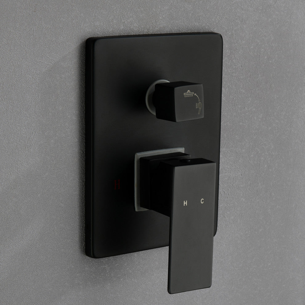 Wall Mount Shower Faucet With Rough-In Valve, Matte Black