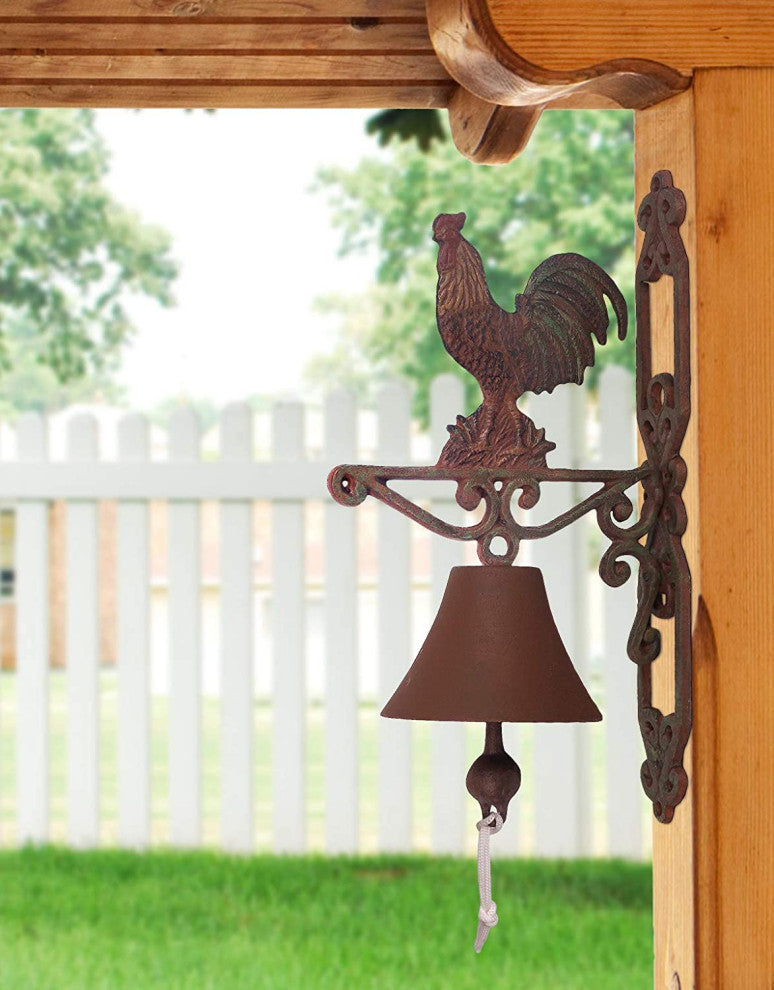 Painted Cast Iron Bell - Rooster