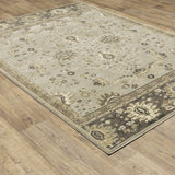 Fleming Wide Border Stone and Tan Area Rug, 5'3"x7'6"