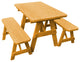 Pine Traditional Table With 2 Benches, Natural Stain, 4 Foot, 2 Benches