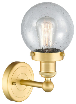 Small Beacon 1-Light 7" Sconce, Satin Gold Finish, Seedy Shade