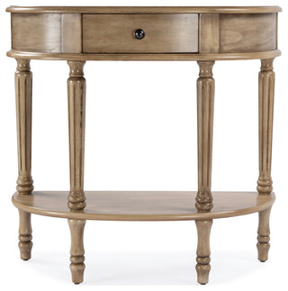 Mozart Hand-Painted Demilune Console Table, Tuscan Cream, Antique Beige