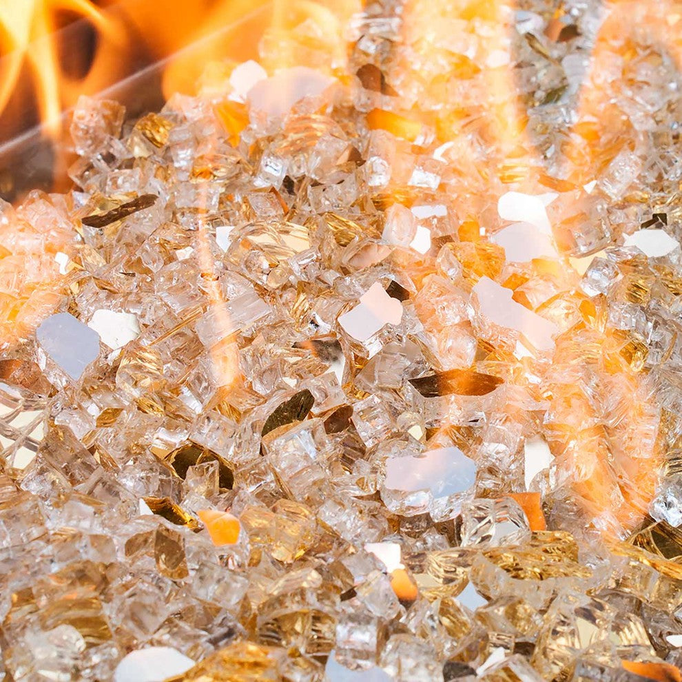 1/4" Reflective Tempered Fire Glass, Sunstorm Gold, 10 Pound Jar
