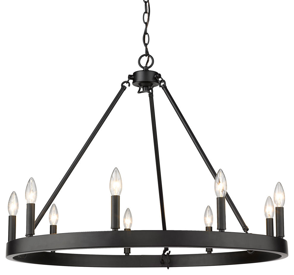 Golden Lighting 1017-9 Alastair 9 Light 32"W Taper Candle Style - Matte Black