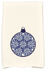 Snowflake Bulb Decorative Holiday Geometric Print Hand Towel, Navy Blue